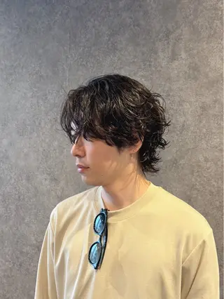 ミディアム パーマ メンズ 曲がる縮毛矯正 masashiのヘアスタイル