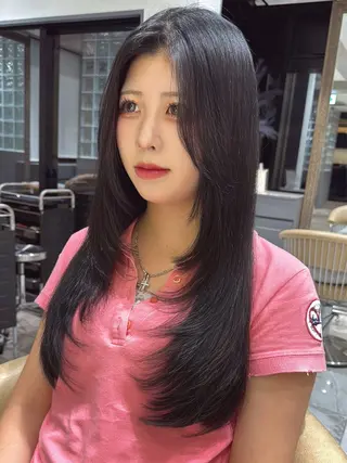 ロング ゆらんちょ/ブリーチ 無w/縮毛矯正/暖色のヘアスタイル