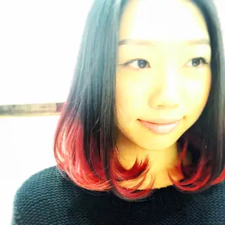 ミディアム セミロング カラー 西村 達哉のヘアスタイル