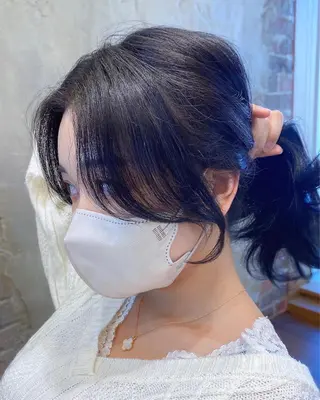 セミロング カラー 顔まわりカット🌟 くびれヘア/寺門遥輝のヘアスタイル