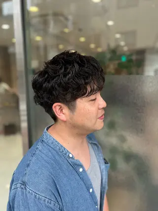 ショート パーマ メンズ メンズハイライト × perm Runoのヘアスタイル