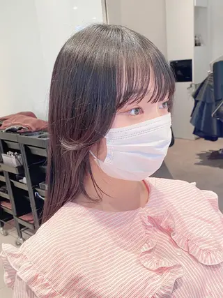 ロング カラー ヘアアレンジ 赤み消しグレージュ 🫒ｒｅｏｎのヘアスタイル