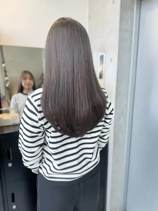 ロング カラー パーマ ヘアアレンジ 透明感/オリーブ/ グレージュ/YUKAのヘアスタイル