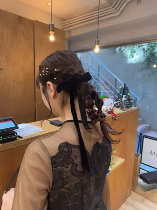 セミロング ヘアアレンジ 🎗️【ヘアセット 美眉】吉川玲🎗️のヘアスタイル