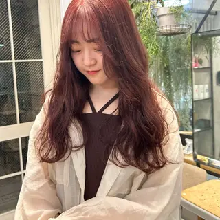 セミロング カラー じゅわっと暖色カラー 🍊Moemiのヘアスタイル