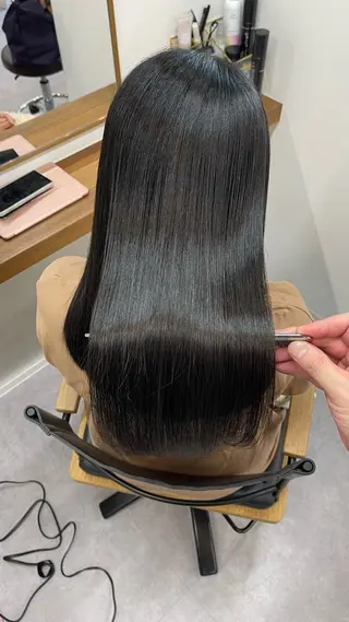ロング 縮毛矯正クロスパーマ 益子達也のヘアスタイル
