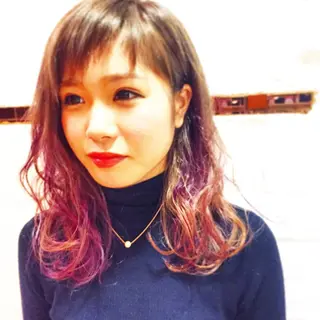 ミディアム セミロング カラー 西村 達哉のヘアスタイル