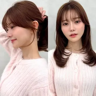 セミロング カラー 韓国ヘア🇰🇷透明 感カラー/yui💞のヘアスタイル
