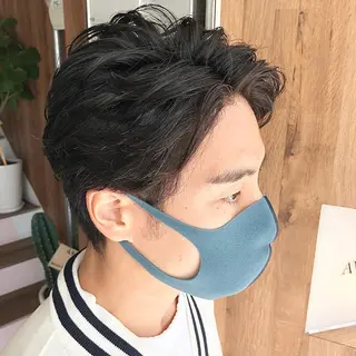 ショート パーマ メンズ 【春カラーWカラー】 【暗髪&暖色系】圭真のヘアスタイル