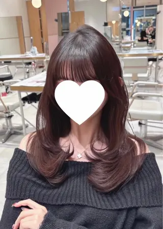ロング 赤み消し透明感カラー 似合わせ前髪柴田礼空のヘアスタイル