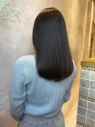 セミロング ブリーチなし 透明感カラー/艶髪のヘアスタイル