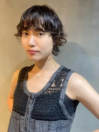 ショート パーマ カノン/透明感カラー /酸性ストレートのヘアスタイル