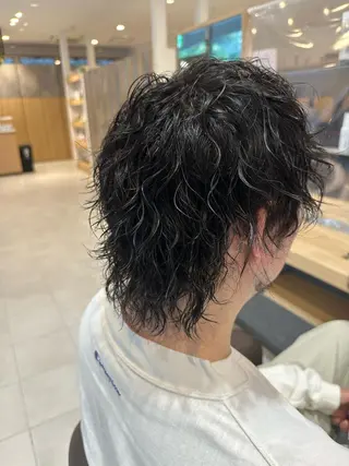 セミロング パーマ メンズ 💈メンズ特化 美容師サキ💈のヘアスタイル