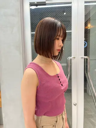 ミディアム カラー ボブ&顔まわりレ イヤー♡TOMOE♡のヘアスタイル