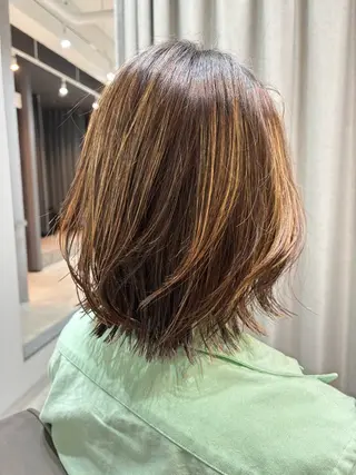 ミディアム カラー パーマ Atre.所属・🤍美髪縮毛/髪質 改善/池上夏凜🤍のヘアスタイル