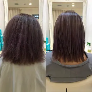 ミディアム パーマ 丸みショートボブ/ タッセルボブ 吉野のヘアスタイル