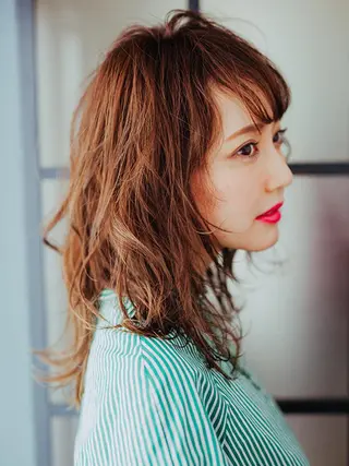セミロング カラー 福島 浩司のヘアスタイル