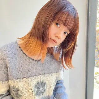 ミディアム カラー 🍊暖色×顔周り 🍊cocoroのヘアスタイル