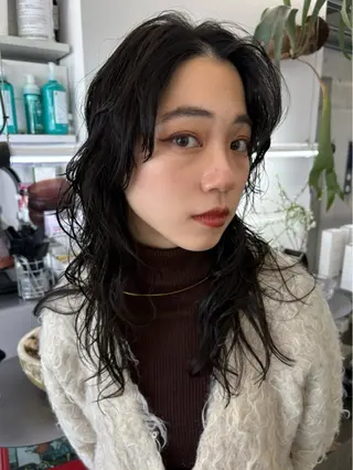 ミディアム パーマ 似合わせカット レイヤー/ボブのヘアスタイル