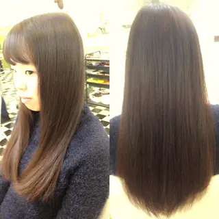 ミディアム セミロング ロング カラー 枝毛カット＆髪質改善 満足NO.1岡しゃんのヘアスタイル