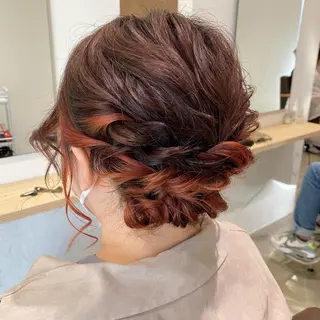ミディアム 酸性ストレート/ブリ ーチなしWカラー河本のヘアスタイル