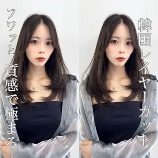 ロング カラー ヘアアレンジ レイヤー/髪質改善 縮毛/ハッシュカットのヘアスタイル