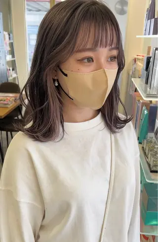 ミディアム 顔まわり／髪質改 善／白髪ぼかし／中山のヘアスタイル