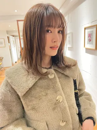 セミロング カラー ヘアアレンジ 小顔レイヤー×コンパ クトボブ/林隆平のヘアスタイル