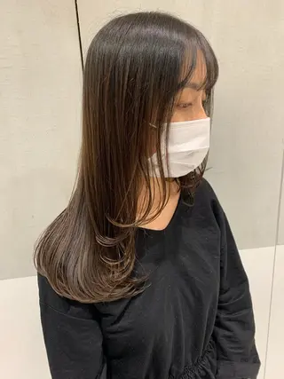 ロング オリーブ カラー✨有坂映哉のヘアスタイル