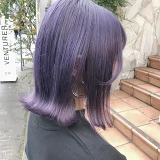 ミディアム カラー Rin♡透明感ピンク 🎀白肌ラベンダーのヘアスタイル