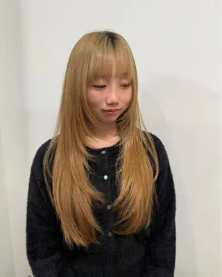 ロング 【韓国レイヤー特化 ハッシュカット】のヘアスタイル
