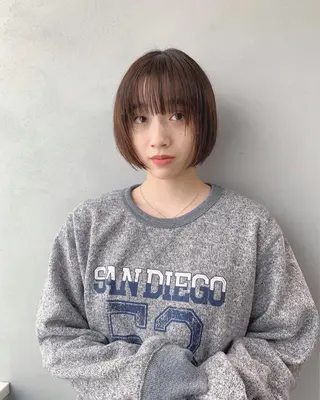 ショート カラー ボブパーマコテ巻き風 パーマNo1深江秀平のヘアスタイル