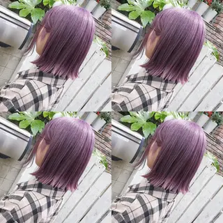 ミディアム カラー ヘアアレンジ TAKUMAブリーチ /切りっぱなし🪽のヘアスタイル