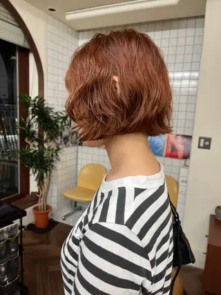 ショート カラー パーマ ボブパーマ/パーマ ウルフパーマのヘアスタイル