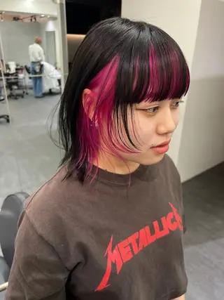 ショート カラー パーマ ヘアアレンジ メンズ キッズ ネイル マツエク・マツパ アイブロウ ウルフレイヤーカット /チヒロのヘアスタイル