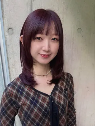 ミディアム カラー 似合わせレイヤー/ パーマヘア/高倉のヘアスタイル