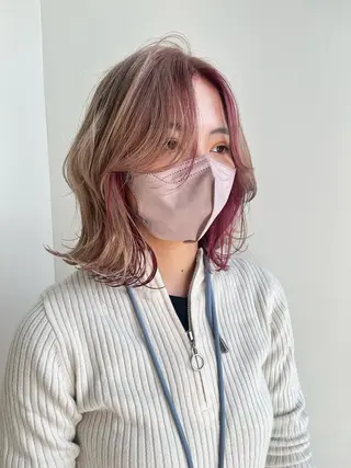 ミディアム カラー ハイトーンを育てる ブリーチカラー/牧原のヘアスタイル
