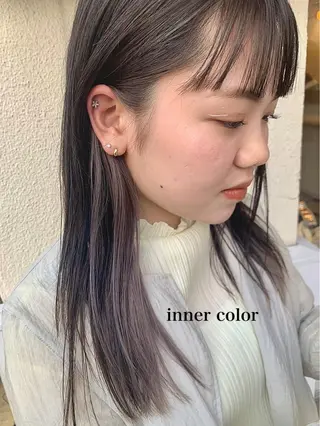 セミロング カラー 透明感カラー👑 井上美乃里のヘアスタイル