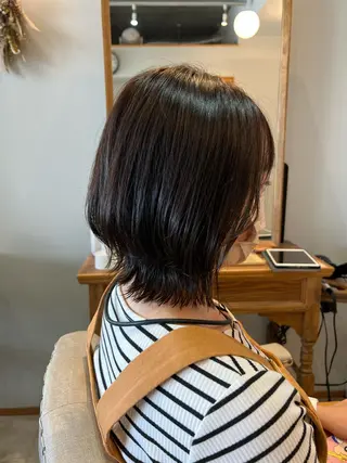 ミディアム ぱつボブ/ ショート/YUKIのヘアスタイル