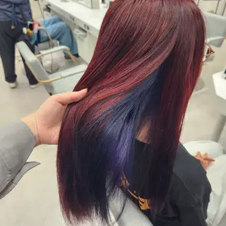 ロング カラー 推しアニメカラー🌈 ツヤ透明感カラー🦄のヘアスタイル
