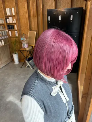 カラー まろみ暖色×ボブ ×chia🕯のヘアスタイル