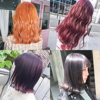 セミロング カラー ヘアアレンジ TAKUMAブリーチ /切りっぱなし🪽のヘアスタイル