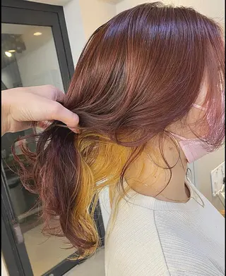 セミロング カラー パーマ ヘアアレンジ メンズ キッズ ネイル マツエク・マツパ 暖色系/透明感 治野心のヘアスタイル