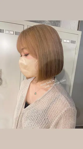 ショート カラー パーマ ヘアアレンジ メンズ キッズ ネイル マツエク・マツパ アイブロウ 透明感カラー・レイヤ ー🎀amika🎀のヘアスタイル