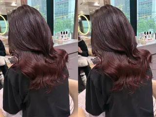 カラー ゆらんちょ/ブリーチ 無w/縮毛矯正/暖色のヘアスタイル