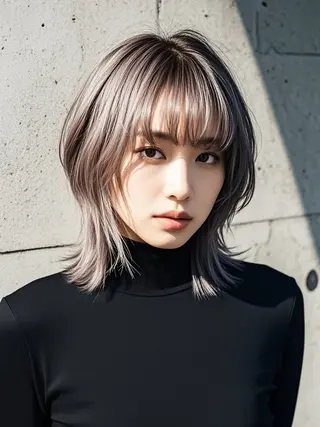 ミディアム ウルフカット 811 大阪梅田 ウルフのヘアスタイル