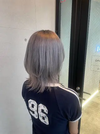 ミディアム 抜け感ハイトーン/ ボブ/Ririnaのヘアスタイル