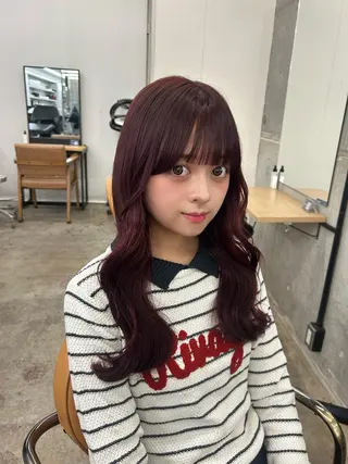 ロング カラー 🌷ラベンダーピンク 顔まわり🌷ねいろのヘアスタイル