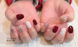 ネイル ショートネイル 森のさんぽ道のネイルデザイン