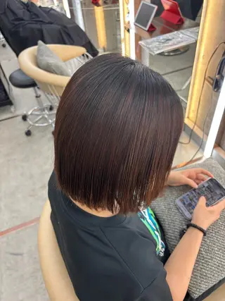 ロング カラー パーマ 髪質改善|透明 感カラー🩵レイヤーのヘアスタイル